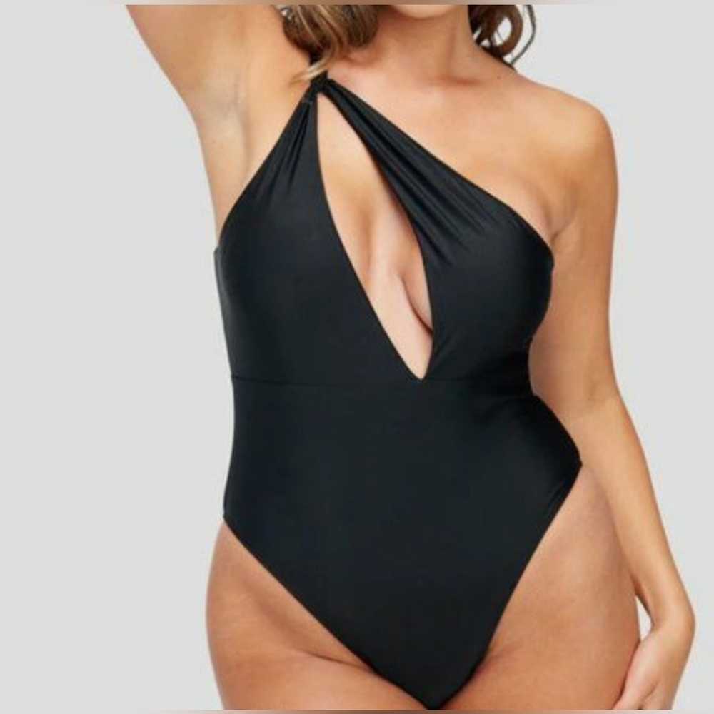 Frederick's of Hollywood Sardinia One Shoulder Black One Piece Swimwear Size S
